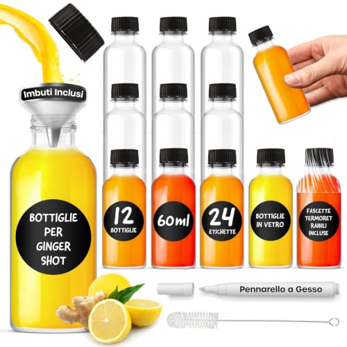 volila Bottiglie di Vetro per liquori, Set con 12 bottigliette