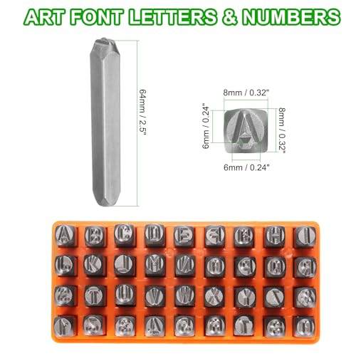 HARFINGTON 36pcs Metal Stamping Kit 1/4" (6mm) Steel Uppercase Letter and Number Punch Set (A-Z / 0-8 / "&" Symbol) Punch Press Tool with Case for Imprinting Metal Plastic Wood Leather by HARFINGTON - Image 2