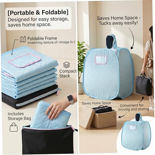 Tente de sauna à circulation de chaleur uniforme et structure pliable monoplace bleu clair
