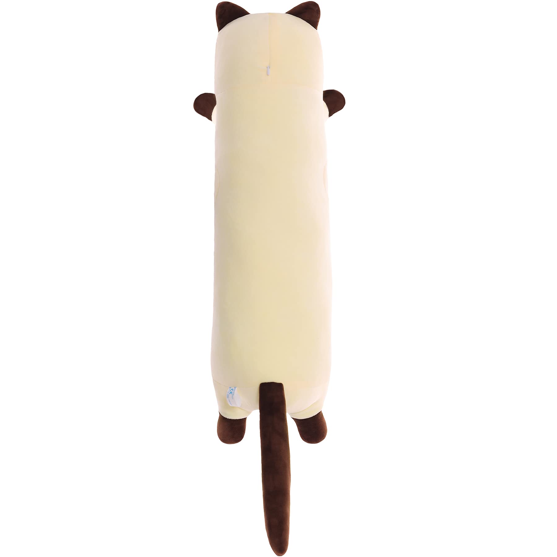 SNOWOLF Katze Weiche Kissen Plüsch Long Throw Schlafkissen Baumwolle Kätzchen Kissen Kuschelig Gefüllte Niedliche Plüschpuppe Spielzeug Stofftiere Plüschtier Geschenk (Beige, 110cm)