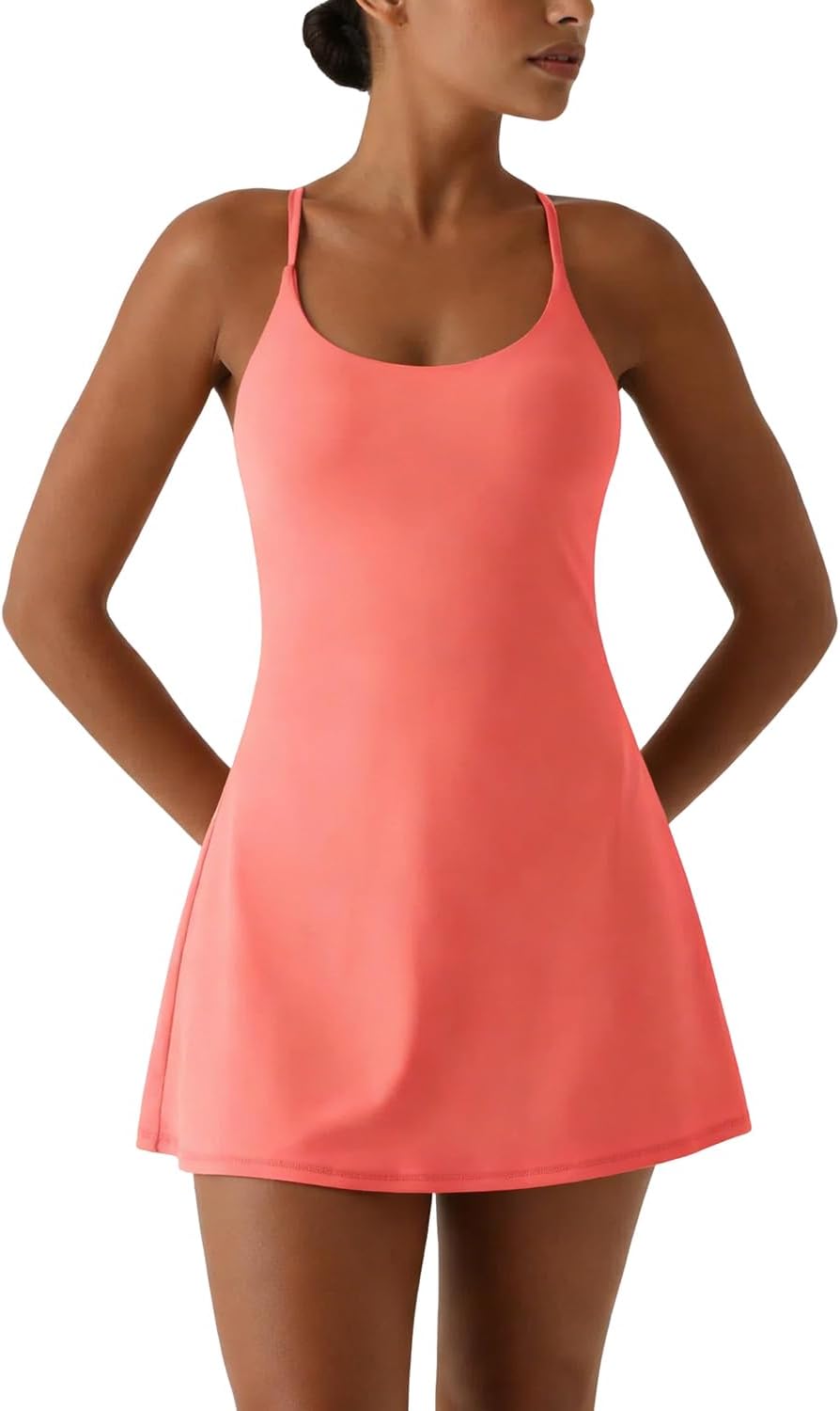 Womens Tennis Dress,Athletic Dress with Built-in Bra & Shorts Pockets Golf Workout Dresses for Women