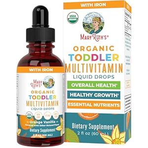 MARYRUTH’S Organics Multivitamin & Multimineral with Iron for Toddlers | USDA Organic | Sugar Free | Multivitamin Liquid Drops for Kids Ages 1-3 | Immune Support | Vegan | Non-GMO | 2 Fl Oz