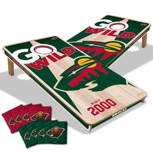 YouTheFan NHL Minnesota Wild 2’ x 4’ Professional Wood Cornhole Game with Logo Bags