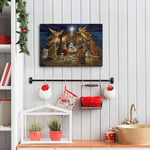 Renditions Gallery Nativity Scene Wall Art, Christ In A Manger, Jesus Christ, Mary, & Joseph, Religious Christmas Scene, Gallery Wrapped Canvas Decor, Ready To Hang, 12 In H X 18 In W, Made In America (Wc03-40881-1218) #TOP2