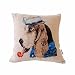 Decorbox Cotton Linen Square Throw Pillow Case Decorative Cushion Cover Pillowcase for Sofa Vintage Sail Dog with Pipe and Bird 18 "X18 "