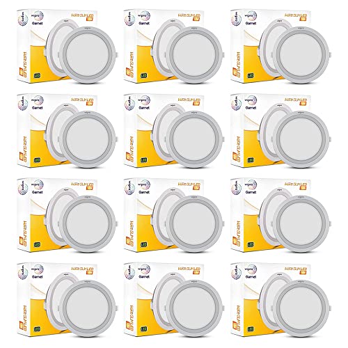Image of Wipro Garnet 10W Round Led Wave Panel Light for Ceiling|Warm White Light (3000K)|Ultra-Slim Design|Recessed Down Light for False Ceiling|Pop Ceiling Light|Cutout - 125Mm|Pack of 12
