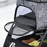 PawHut Hundewagen, faltbarer Hundebuggy, Hundetrolley mit Kissen, Katzenbuggy, Katzenwagen mit 4 Rädern, Netzfenster, Stauraum für kleine Hunde, Katzen, 600D Oxford, Schwarz