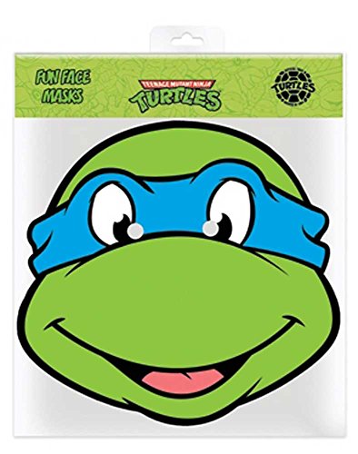 empireposter TMNT Tortues Ninja Leonardo - Masque en Carton (Effet satiné, Trous dans Les Yeux et Ruban en Caoutchouc, env. 30 x 20 cm.