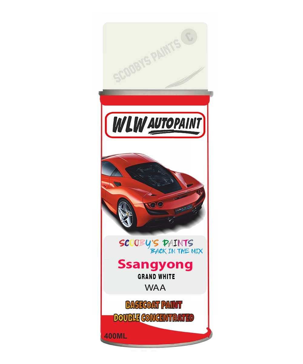 Basecoat Aerosol Spray Paint For Ssangyong Korando Turismo Grand White 1998-2019 Code Waa