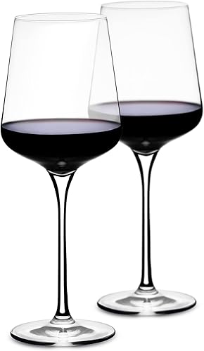 LUXU Juego de 2 copas de vino de cristal sin plomo (23 onzas), sopladas a mano, copas de vino de primera calidad para burdeos, cabernet sauvignon,