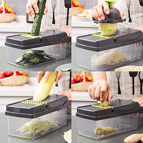 Coupe légumes multifonction vert avec 7 couteaux en acier inoxydable - 7