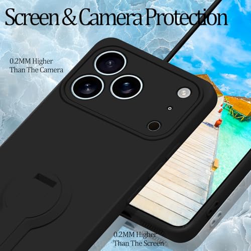 Coque silicone IP 17 Pro Max noir anti chute avec support de visionnage stable - 2