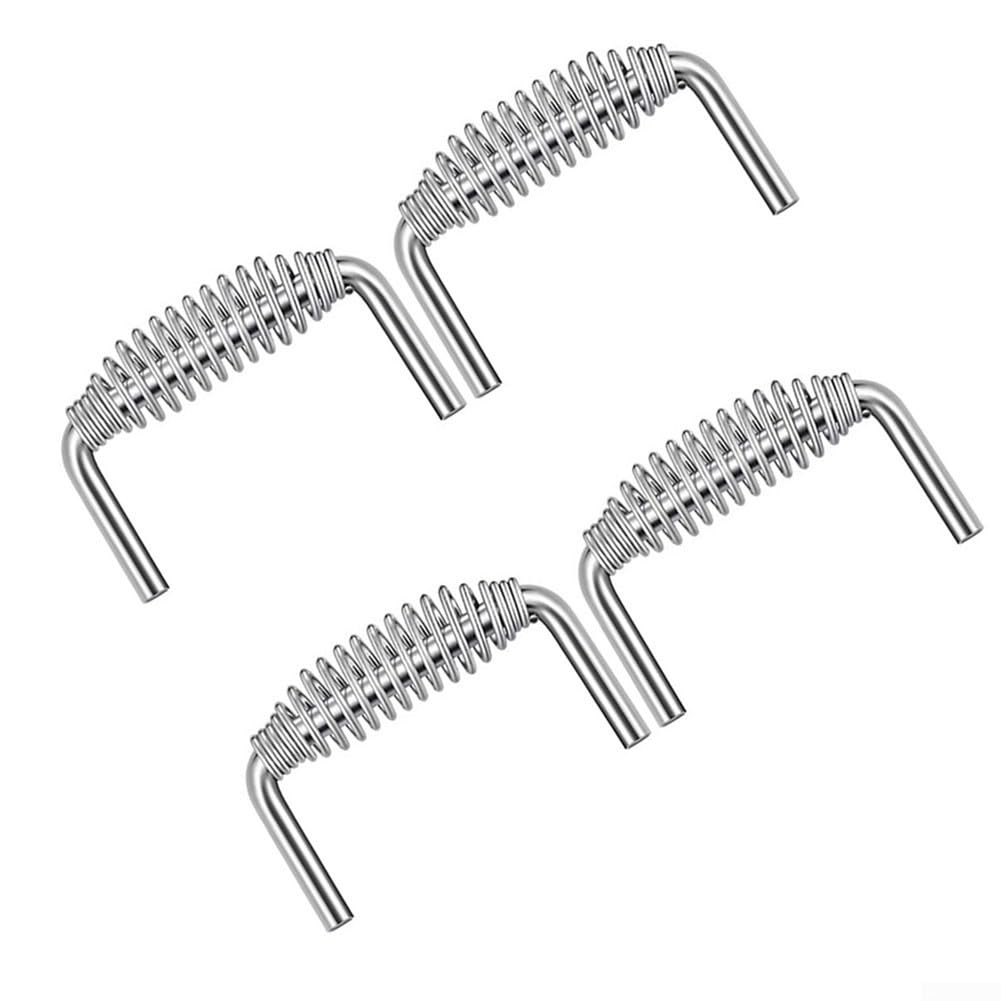 Maniglia a molla per barbecue in acciaio inox, larghezza 15,2 cm, parte di ricambio per barbecue e bracieri, impugnatura in acciaio al carbonio resistente alla ruggine con asta da 1,27 cm (4 pezzi)