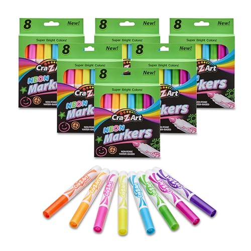 Cra-Z-Art 6 Packs of 8 Count Neon Broadline Markers
