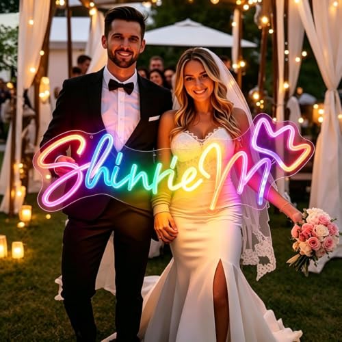 Image of Custom RGB LED Neon Sign App Remote Personalized Name Logo Wall Decor Light | 16M RGB colors, App & remote control, dimmable, custom text /logo, decor for bar salon wedding business gift