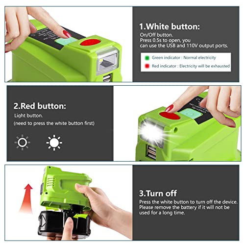 Btrui For Ryobi Powered Inverter Generator 150W For Ryobi Battery 18V To 110V/120V Ac Output, Portable Power Source Usb Charger Adapter, For Ryobi Power Station With Led Light #TOP4