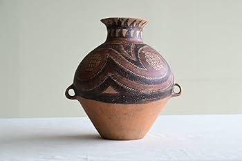 中国　アンダーソン土器 Amazon.co.jp: 【古美術】アンダーソン土器彩陶土器灰陶加彩双耳壺黄茶