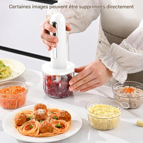 Hachoir à ail électrique multifonction avec lames en acier durable
