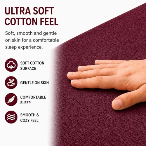 Image of Babylee 100% Waterproof King XL 78x72 Inch 6.5x6 Ft Fits Upto 10 Inch Mattress | Premium Terry Cotton Breathable Bed Protector | Mattress Cover for Double Bed | Maroon