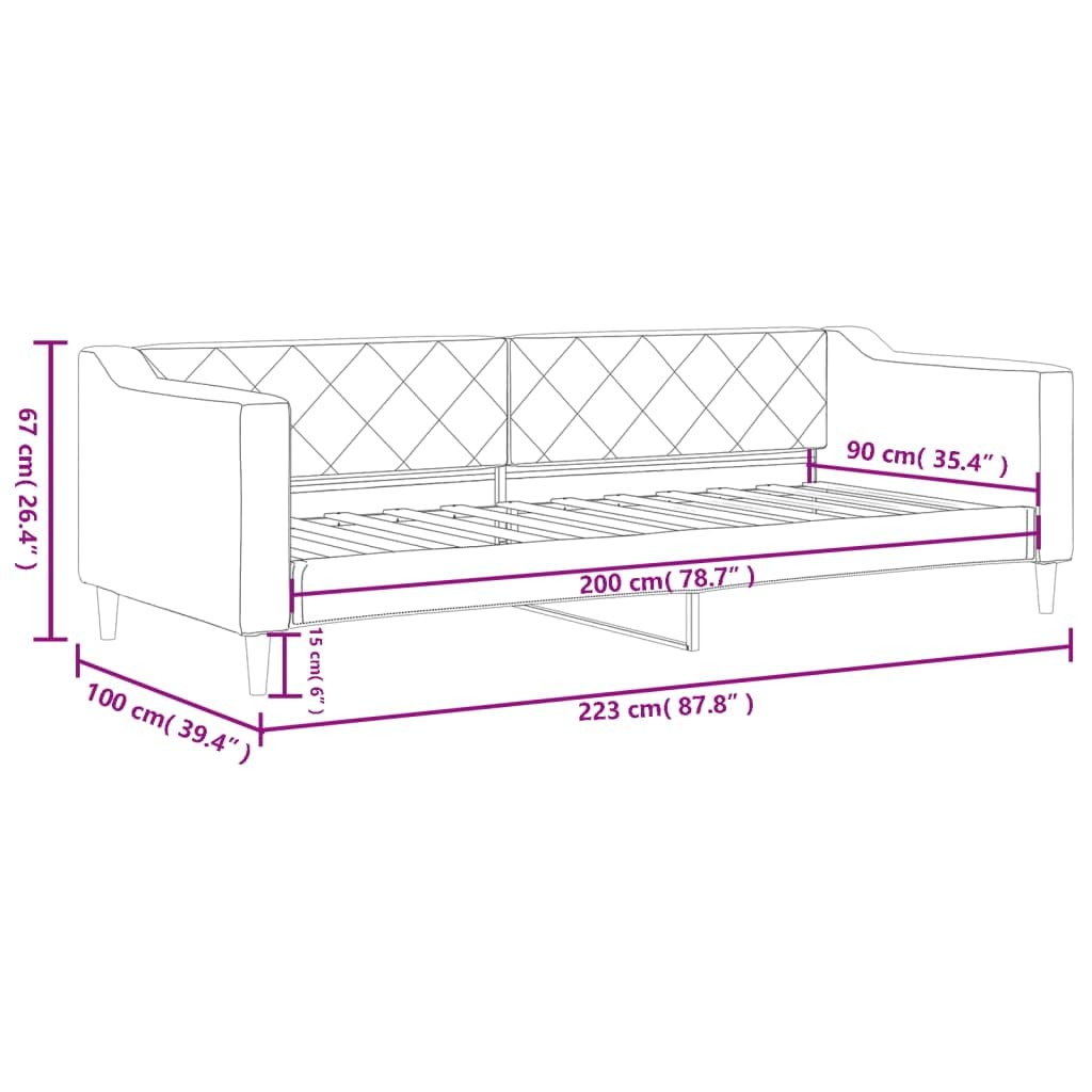 Rozkładana 2w1 z tkaniny do salonu i sypialni metalowa szara 90x200 cm