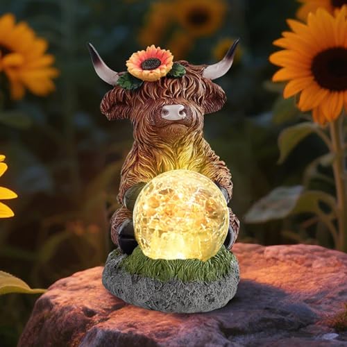 Lampe Solaire Vache Highland Idée Cadeau Décoration Cour