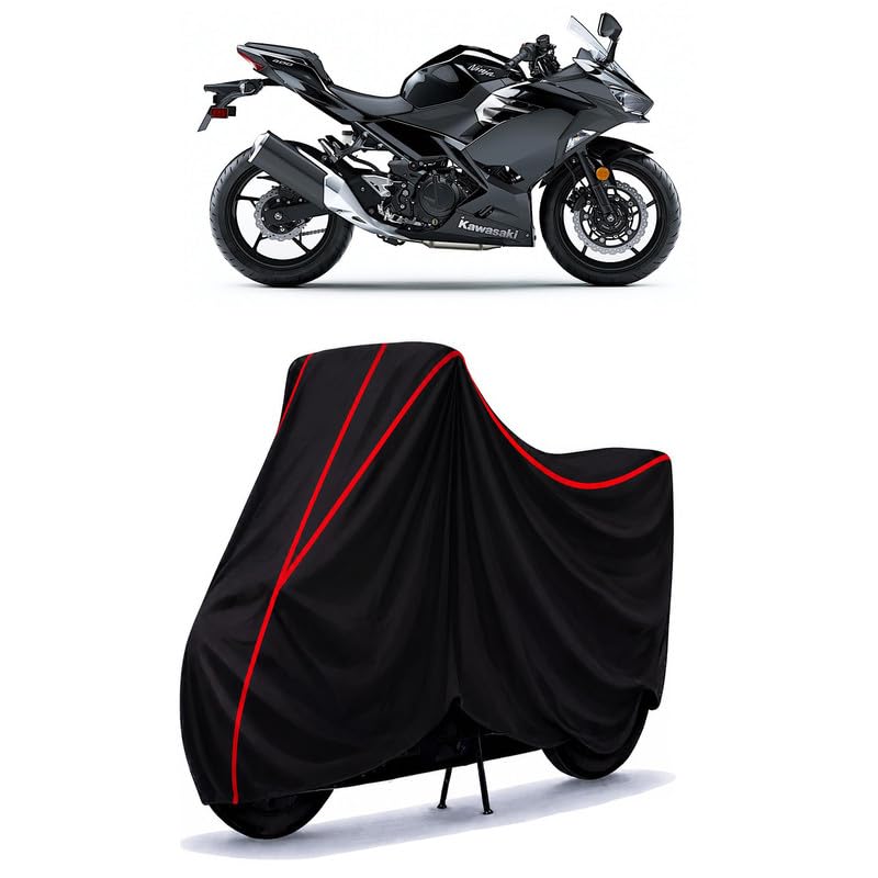 Image of Ninja 400 Water Resistant Bike Cover for All Motorcycles & Rain | Heavy Duty Taffeta Fabric | UV Protection, Dustproof, Scratchproof | All Weather Two Wheeler Body Cover with Elastic Bottom