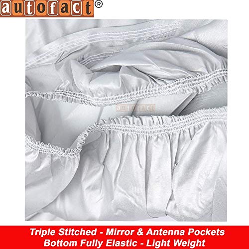 Image of Autofact Waterproof Car Body Cover for Honda City Ivtech (2009 to 2013) with Mirror and Antenna Pocket (Light Weight, Triple Stitched, Heavy Buckle, Bottom Fully Elastic, Light Grey Matty)