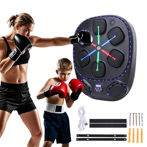 Machine de boxe à musique Bluetooth réglable pour entraînement mural adultes et enfants