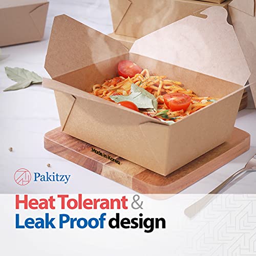 image for PAKITZY - #3, 71 oz. Take Out Containers Folded Top Kraft Paper Food B