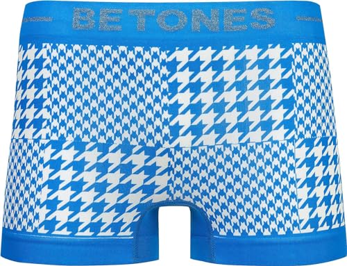 [ビトーンズ] HOUNDSTOOTH メンズ ボクサーパンツ フリーサイズ ツルツル 速乾 プリント シームレス 立体成型 蒸れない 安い おしゃれ かっこいい 前閉じ 千鳥格子 フリーサイズ ブルー HOUNDSTOOTH（Amazon）
