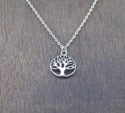 Tree Of Life Pendant Necklace For Women, Sterling Silver 925 Round Small Pendant, Dainty Necklace For Girls, Silver Family Tree Pendant, Everyday Necklace #TOP4