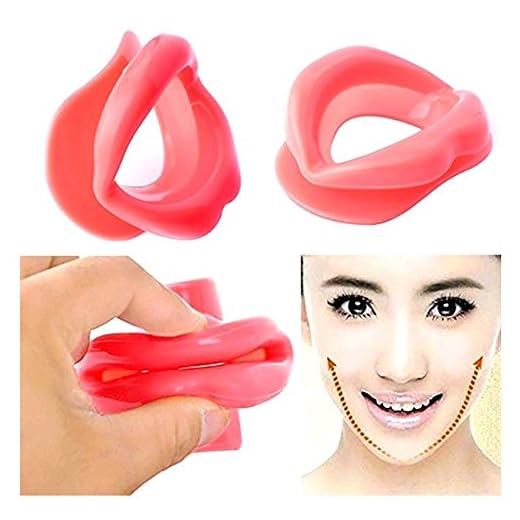 Silicone Rubber Face Slimmer Exercise Mouthpiece Muscle Tightener Anti-aging Anti-wrinkle (Pink)