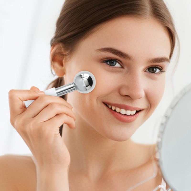 Betyura Ice Globes for Face & Eyes – Unbreakable Stainless Steel Cooling Cryo Sticks, Hot & Cold Facial Roller for Puffiness, Dark Circles & Daily Skincare(White) - Image 3