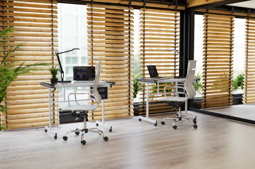 STAR_DESK_10 - Escritorio de dibujo con mesa de cristal inclinable y marco de acero ajustable en altura, 104 x 60 cm, ideal para dibujo y arte - imagen 2