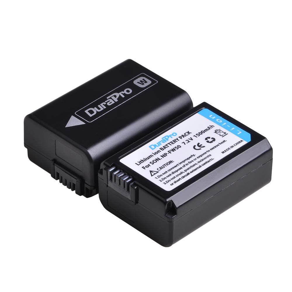 DuraPro 2X NP-FW50 Akku + LED USB Dual Ladegerät für Sony Alpha7 7ii 6500 6400 6300 6000 5100 SLT A55V A33 A35 A37 NEX-7 NEX-6 NEX-F3 NEX-3 NEX-5 NEX-5N NEX-5T Kamera