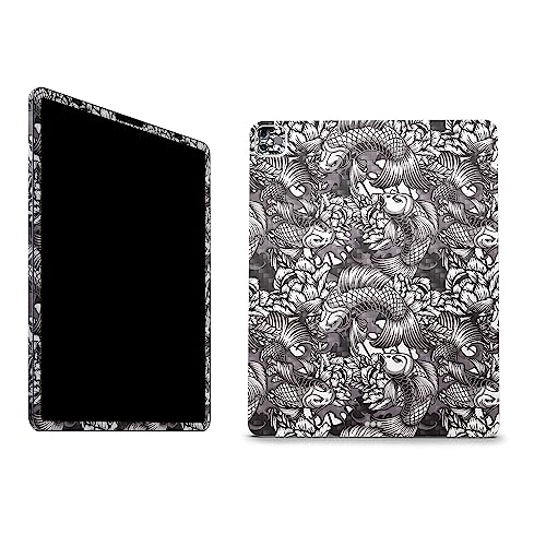 Image of MightySkins Carbon Fiber Skin Compatible with Apple iPad Pro 12.9 inch M2 6th Gen (2022) Full Wrap Kit - Angry Koi | Protective, Durable Textured Carbon Fiber Finish | Easy to Apply | Made in The USA