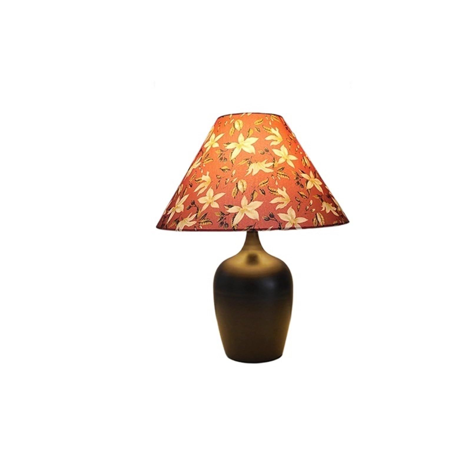 T2H9B5V4G8 Desk Lamp Vintage Magnolia Fabric Lampshade Bedroom Bedside Table Lamp Three-Color Light Changing