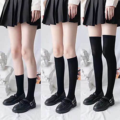 Children's Socks Stockings Calf Socks Summer Thin Style Over The Knee Socks Cute High Tube Socks Girls Mid Tube Socks Boys Cotton No Show Socks (Black, 6-12 Years)2