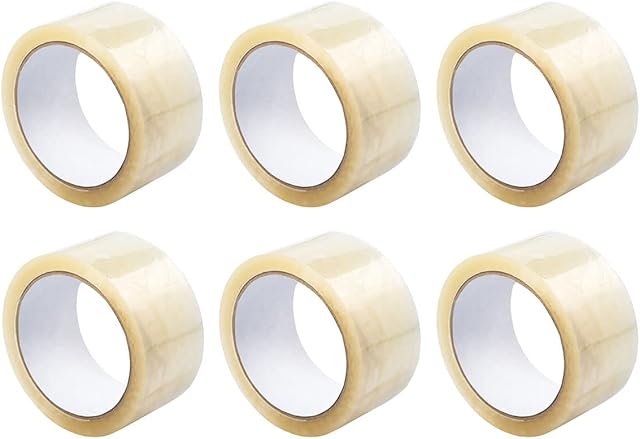 6 x Strong Clear Packaging Tape, Heavy Duty & Low Noise Selotape, with Extra Strong Sticky Adhesive, Suitable for Any Size Boxes/Cartons, 48mm x 66 Metres Per Roll