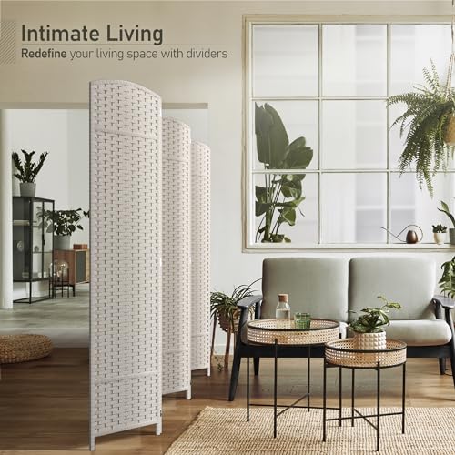 Sorbus 6 Panel Room Divider 6 ft. Tall - Privacy Screen, Extra Wide Double Hinged Panels, Mesh Hand-Woven Design, Partition Room Dividers and Folding Privacy Screens, Wall Divider for Room Separation