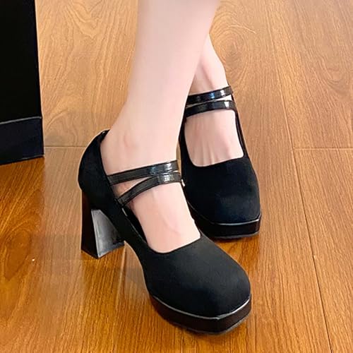 Zapatos de noche de mujer con plataforma y tacones altos de puntera cuadrada 7