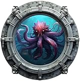 ✅ Tolle Qualität: Bullauge mit Monster Krake Wandtattoo Kinderzimmer aus Markenfolie in seidenmatter Optik, Farbecht und Uv-Licht beständig bedruckt. Wall Stickers Made in Germany. Das Kinder Wandtattoo kann auch als Aufkleber Kinderzimmer Deko genutzt werden.