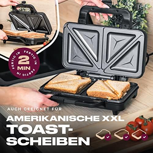 Bild 1 - ProfiCook® Sandwichmaker | amerikanische Sandwiches | XXL-Toastscheiben | elektrischer Sandwichtoaster | extra große Sandwich-Platten (antihaftbeschichtet) | Sandwich-Maker mit 900W | PC-ST 1092