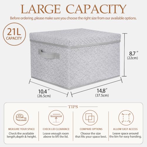 Image of WUIKE Storage Bins with Lids, Decorative Boxes, Ash Gray, Large, 3-Pack