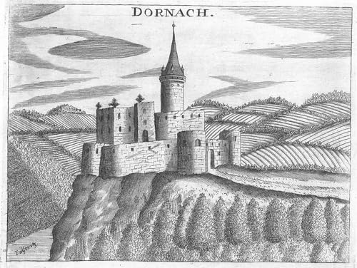 Gravure château de Dornach de Vischer sur toile haut de gamme pour intérieur chic
