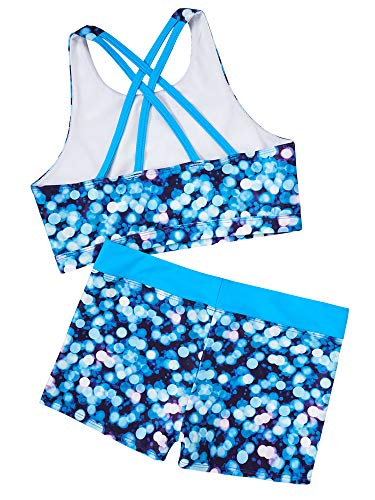 TTAO Little Kid Girls 2Pcs Active Set Sports Crop Top Bra with Boyshorts Gymnastics Clothes Bathing Suits4