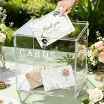 Acrylic Wedding Card Box with Lock, Clear Gift Card Box for Wedding Reception and Party Decorations, 26x22x25.5CM Money Envelope Post Box for Reception Anniversary Bridal Shower (Transparent)