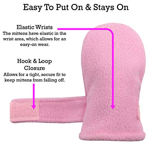 Image of N'Ice Caps Little Kids and Baby Easy-On Sherpa Lined Fleece Mittens - 2 Pair Pack