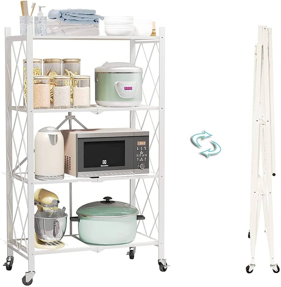 Amazon｜メタルラック 折りたたみ式 メタルシェルフ 簡単収納 組み立て