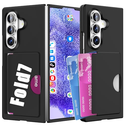 Coque Galaxy Z Fold 7 noire avec porte-carte élégant et robuste